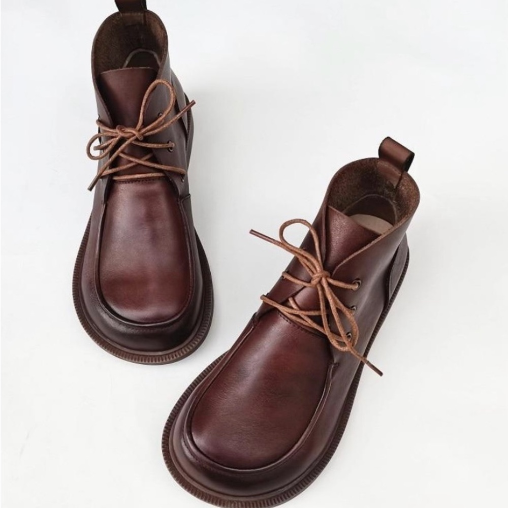 Ankle Boots, Wide Toe Box, Genuine Leather, Handmade